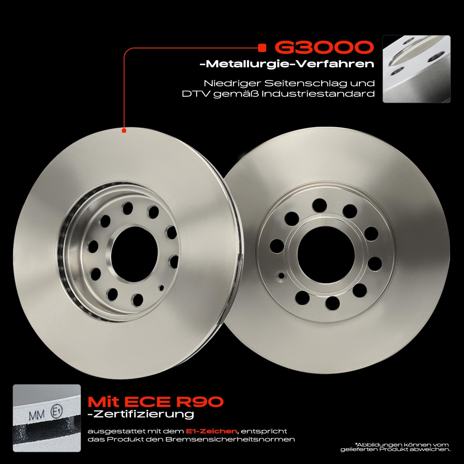 Frankberg Bremsensatz inkl. 2x Bremsscheiben + 4x Bremsbeläge Vorne Kompatibel mit Golf VI 5K1 Golf V 1K1 Golf VI Variant AJ5 Yeti 5L Replace# JZW615301J,5C0615301A