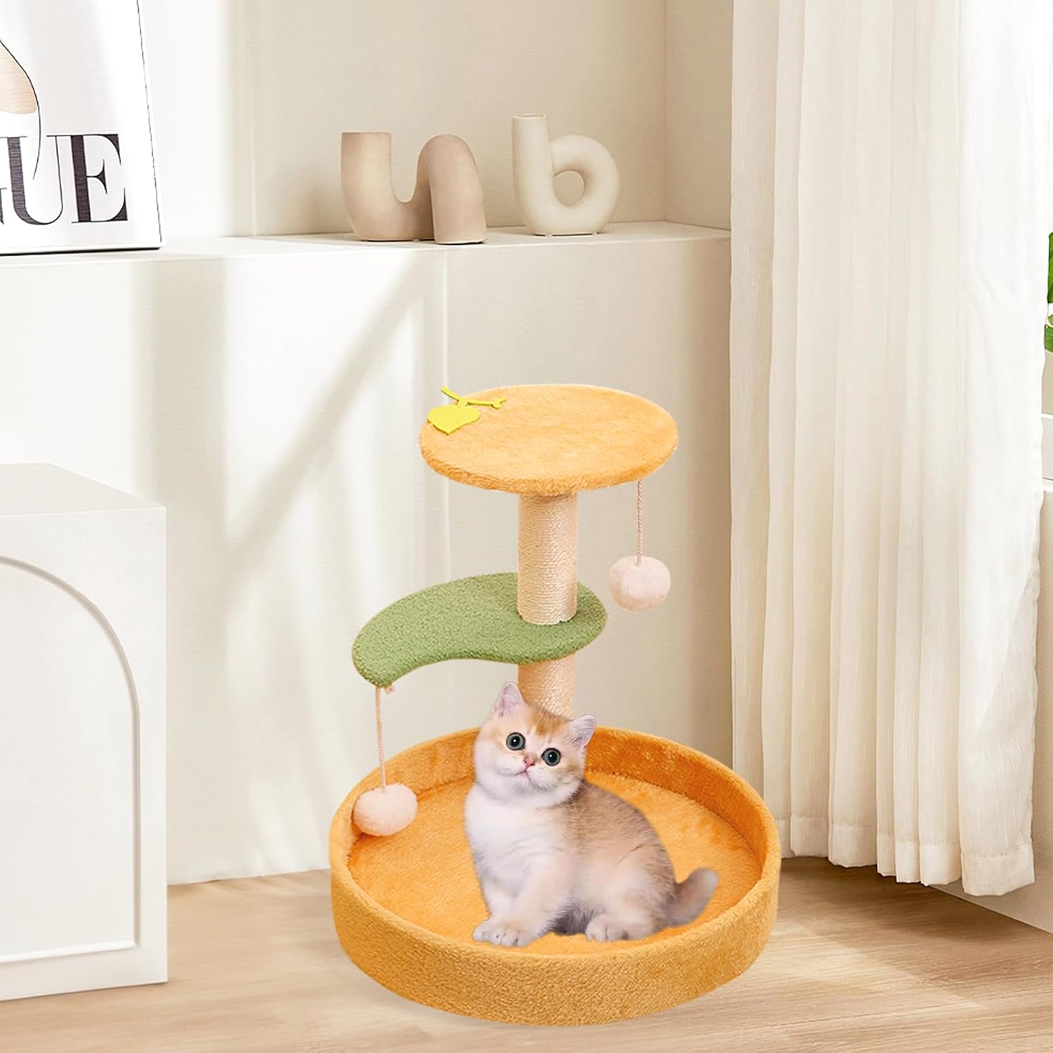 Cat Scratching Post & House in One - Orange