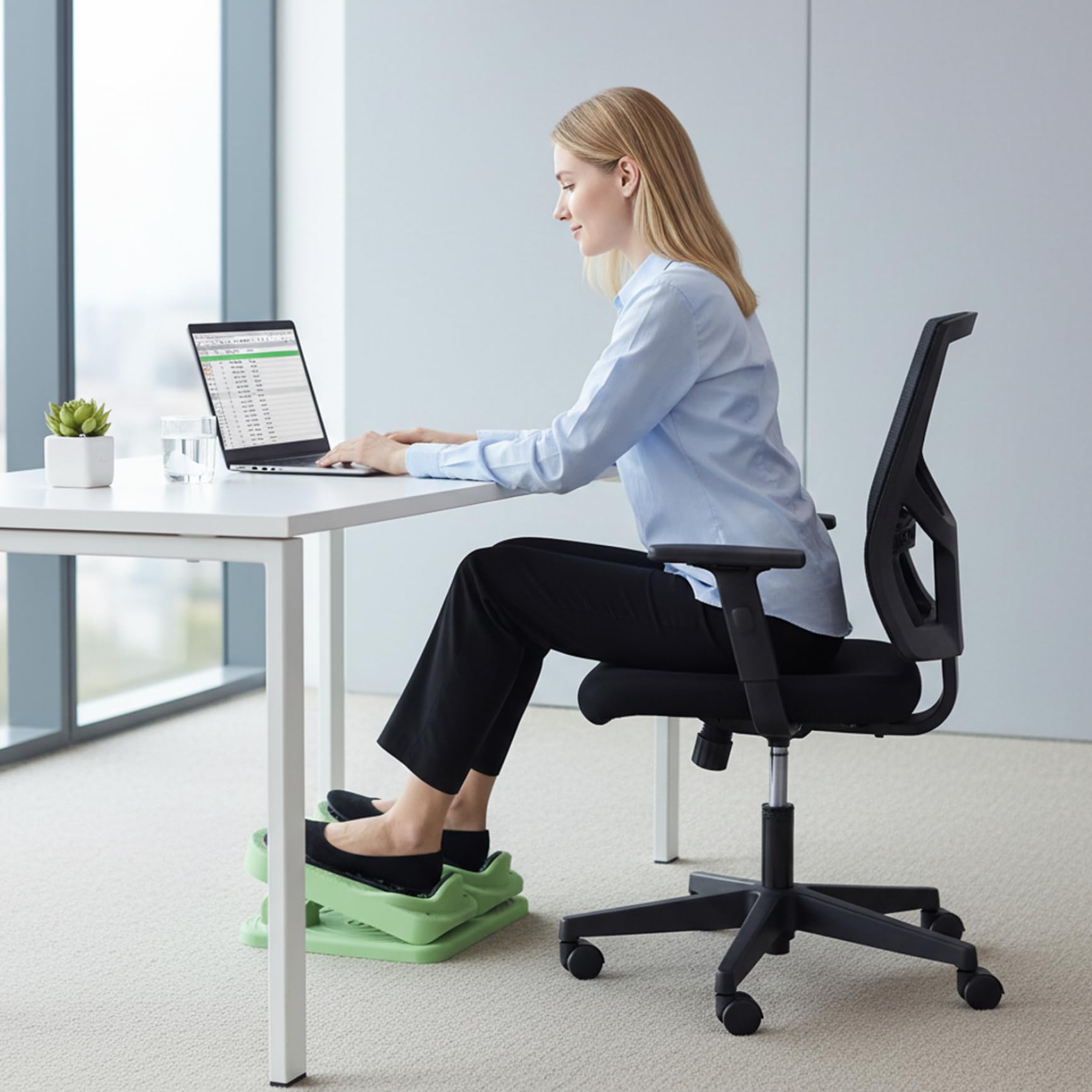 Stepper da scrivania - Mini Stepper Verde Regolabile Mini per Esercizi a casa, Esercizi per Le Gambe stando seduti con Pedali massaggianti Antiscivolo