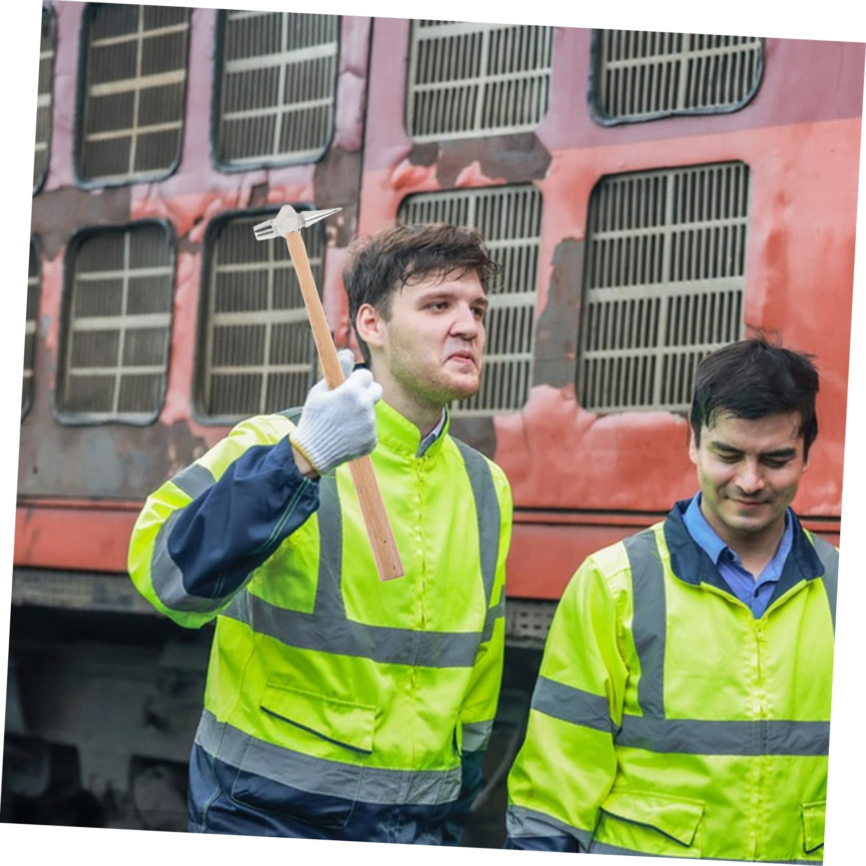 Zerodeko Martello per Ispezione Ferroviaria e Navale Piccolo, Portatile e Leggero, Punta Affilata e Manico Ergonomico in Legno e Acciaio, Utensile Multifunzionale per Saldatura