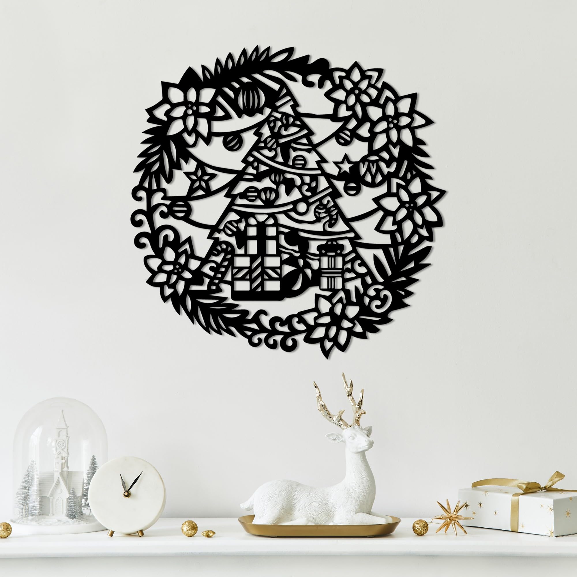 Stylish Black Decorative Metal Wall Accessory, 42 x 42 cm, 100% Metal, 1.5 mm Thickness, Perfect for Modern Home Decor & Unique Wall Art