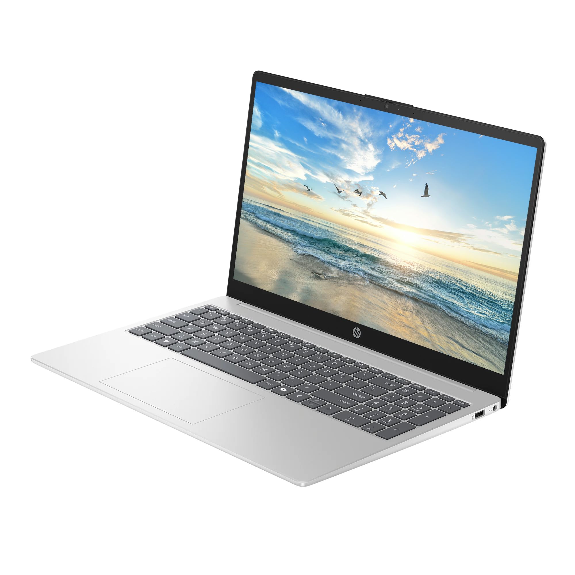 HP 15.6" Business Laptop with Microsoft Office 365, 1.1TB Storage (128GB UFS + 1TB OneDrive), 16GB RAM, Quad-Cores Intel Processor, Windows 11, PLUSERA Earphones & 8-in-1 Hub Included, Natural Silver