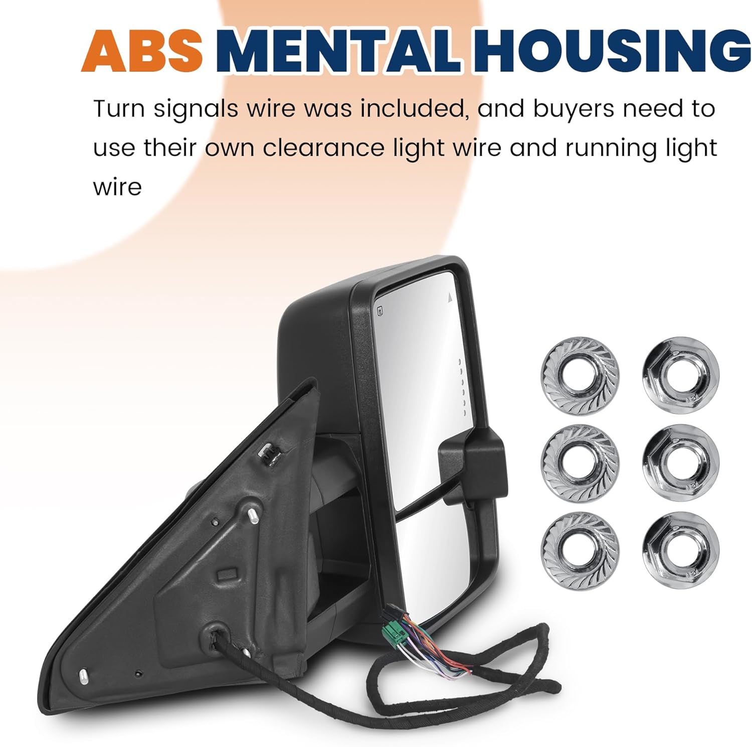 2PCS Black Towing Mirrors Power Heated Compatible for 2019 2020 2021 2022 Ram 2500 3500 w/Turn light，Puddle light, BSM