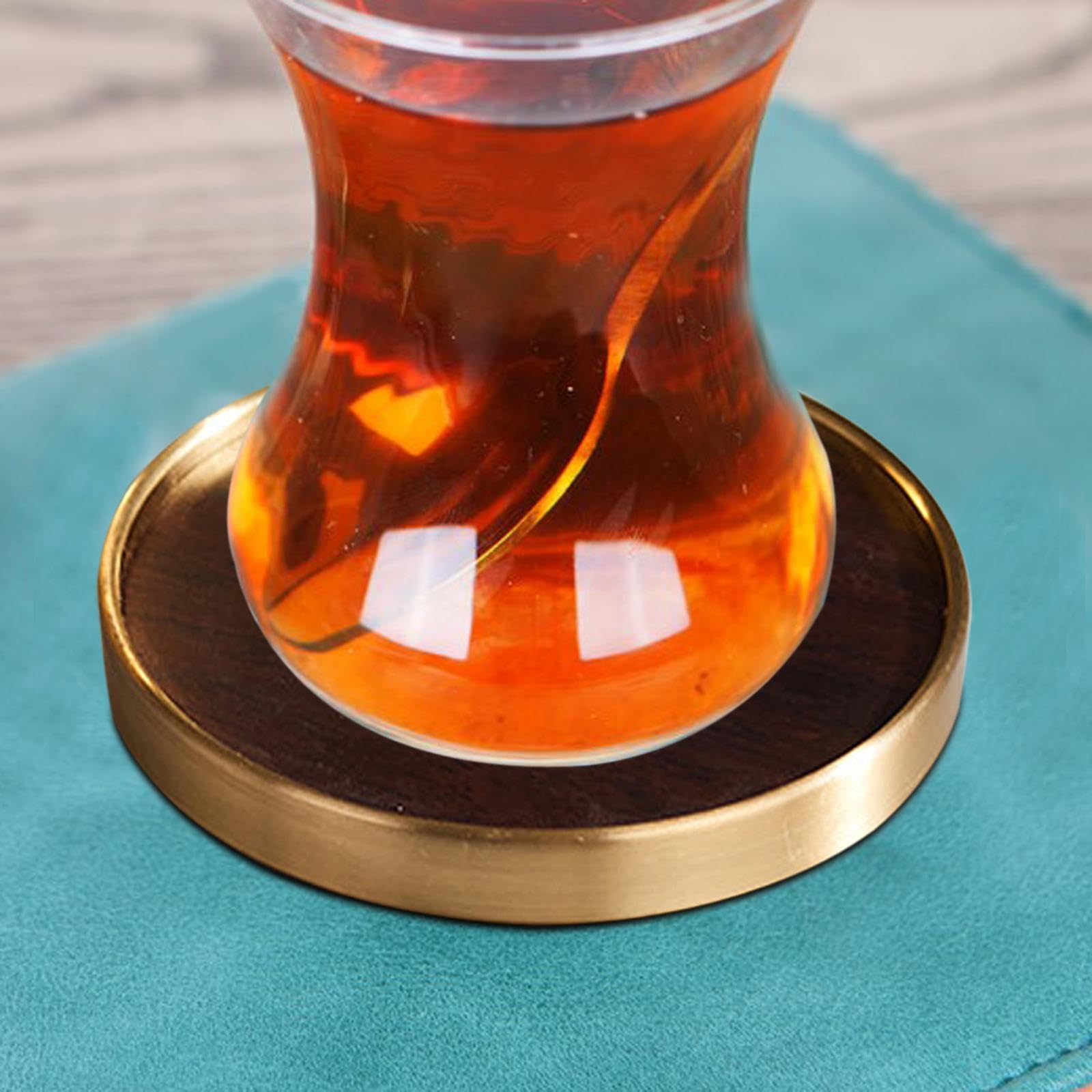 6 Posavasos de Madera Multiusos para Proteger La de Té, Ideales para La Oficina O La Sala de Té, Negro, Individual
