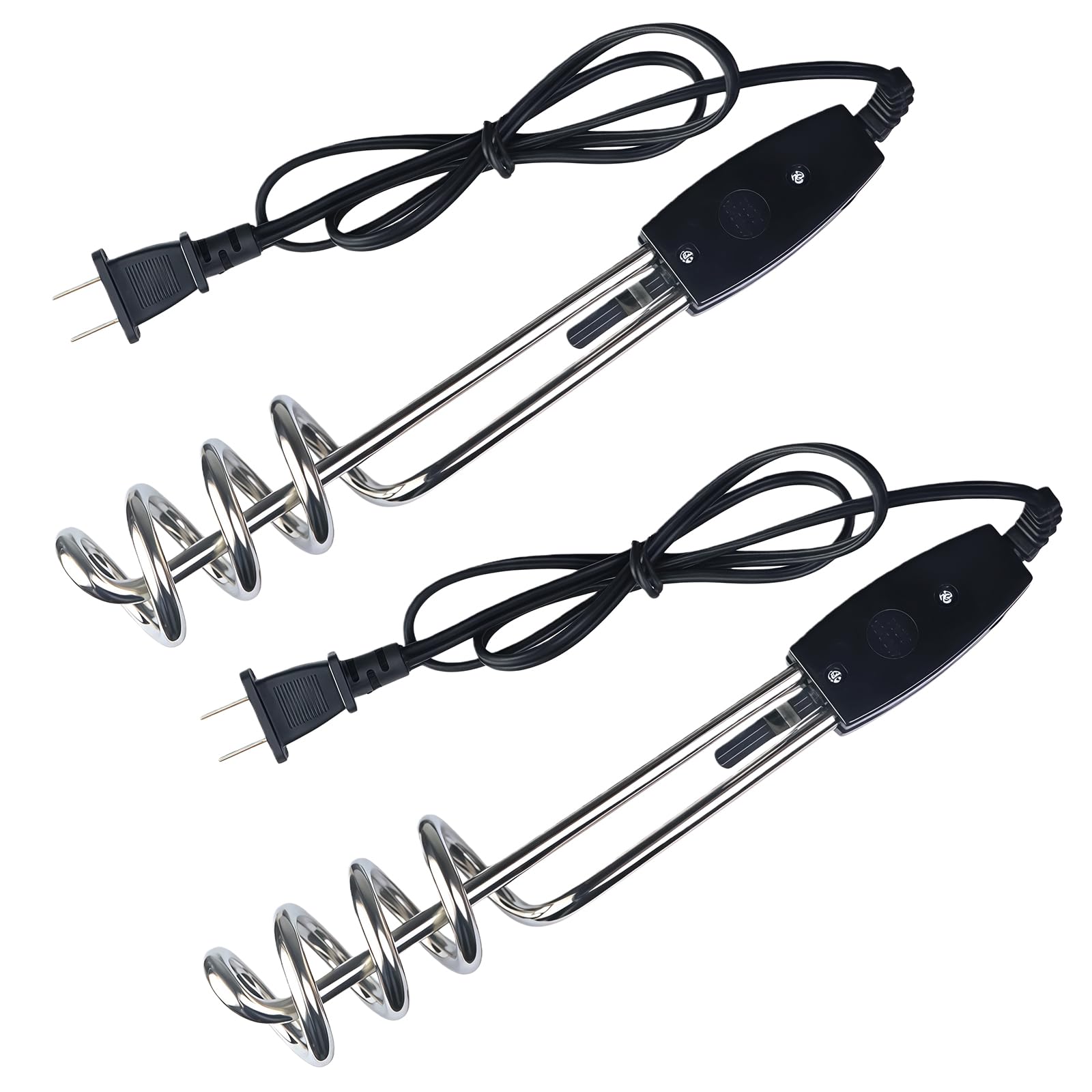 Photo 1 of 2 Pack 1000W Immersion Water Heater - 110V 10 Inch Submersible Heating Coil for Buckets, Hot Tubs, Jugs & Outdoor Camping