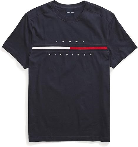 Tommy Hilfiger Men's Adaptive Short Sleeve Signature Stripe T-Shirt with Magnetic Buttons