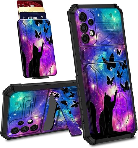 Funda para Samsung Galaxy A53 5G con ranura desmontable para tarjetero, función atril, híbrida de doble capa, resistente a prueba de golpes, funda