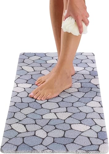 Tapete de ducha antideslizante para bañera - Tapete de baño de lufa para baño - Tapete de baño de 40 x 16 pulgadas - Alfombra de baño antideslizante