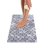 Non Slip Bathtub Mat Shower Mat for Tub - Loofah Bath Mats for Bathroom - 40x16 Bathtub Floor Mat - Textured Anti Slip Bath Mat Without Suction Cups - Secure Mat for Wet Areas (40x16 Pebble Blue)