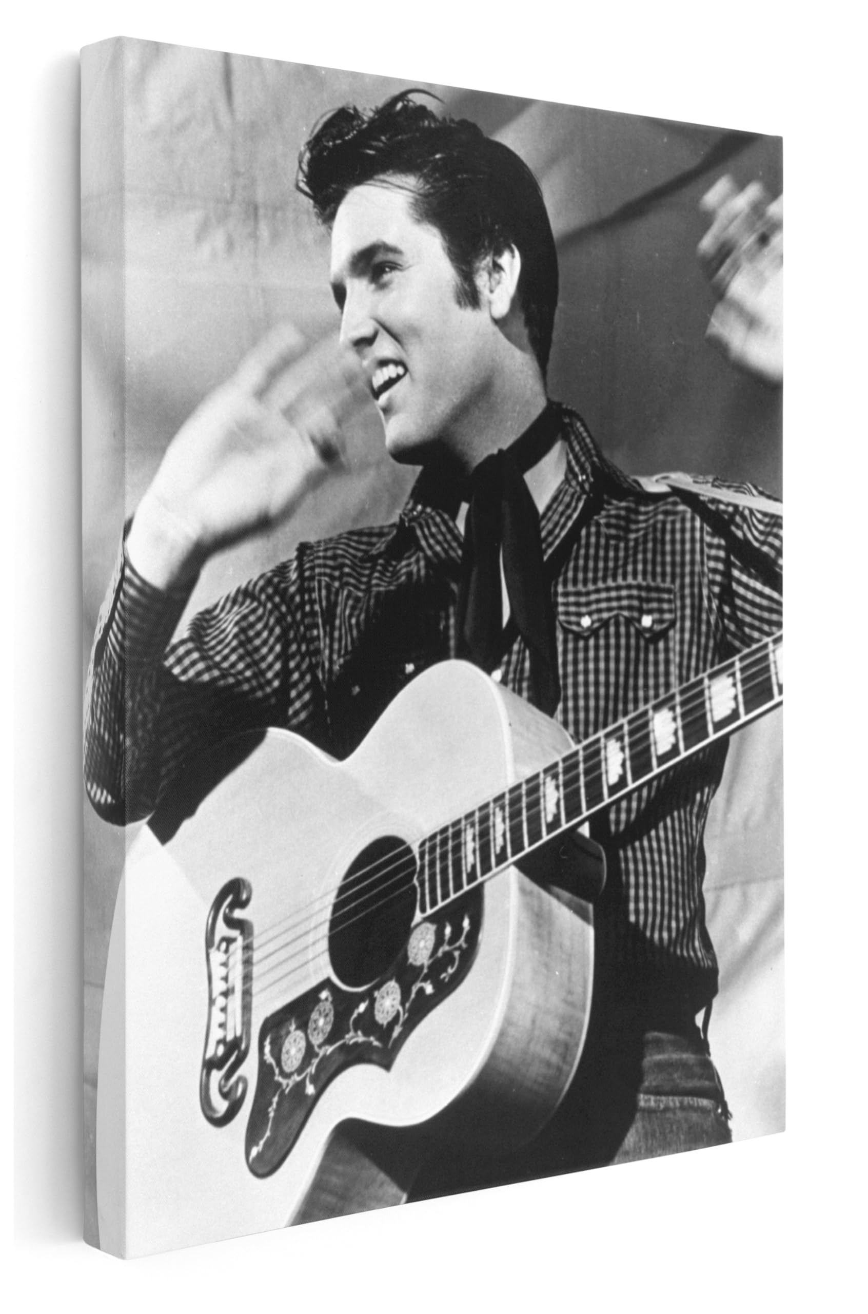 Pastello Elvis Presley Guitar, Canvas Wall Art, Wall Art Picture Print for Living Room and Bedroom (87cm x 61cm / 34x24inch)