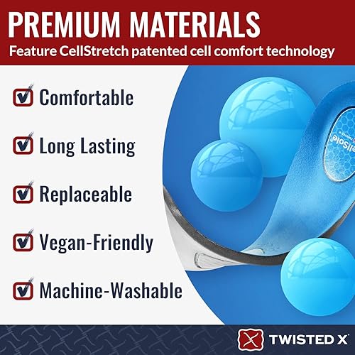 Miniatura 5 de Twisted X Cellsole - Almohadillas para zapatos de punta redonda regular para hombre para comodidad y apoyo durante todo el día, Punta redonda