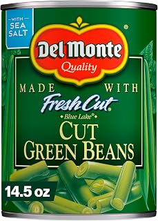 Del Monte Fresh Cut Blue Lake Green Beans 14.5 oz Can - Non-GMO, No Preservatives, Crisp & Sweet Canned Veggies