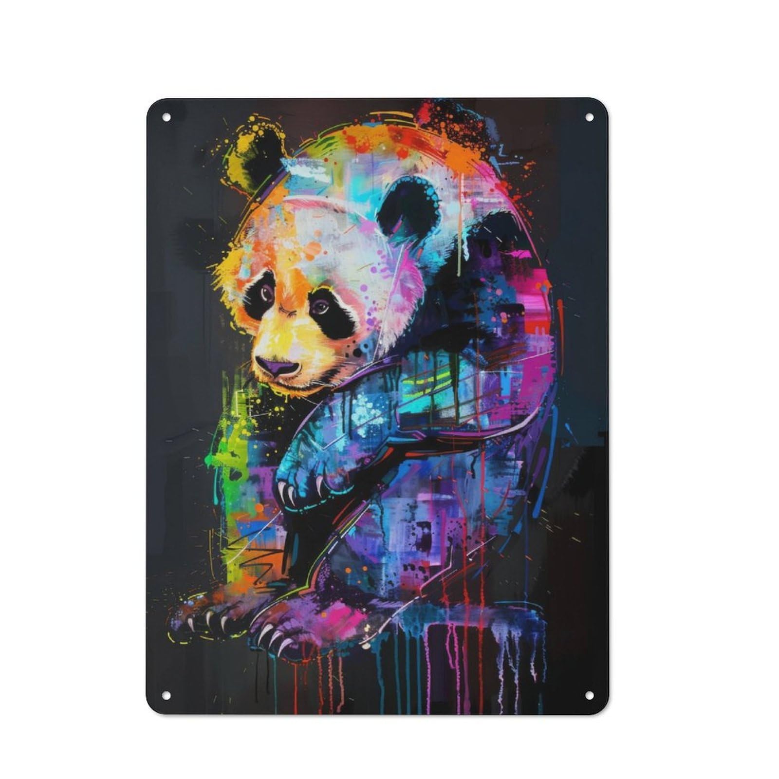 Junmoney Panda Popart Painting Retro Tin Sign 40X30cm For Bar Or Restaurant, For Collectors Of Retro Metal Wall Decor