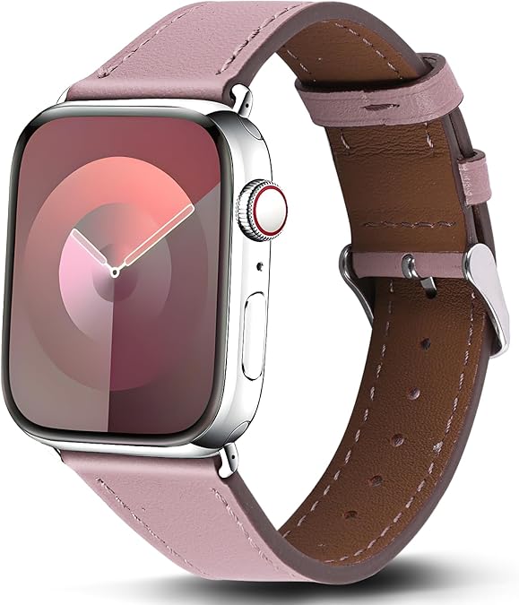 Genuine Leather Band Compatible with Apple Watch Bands for Women Men 49mm 46mm 45mm 44mm 42mm 41mm 40mm 38mm, Soft Leather Replacement Strap for iWatch Ultra/SE/Series 11 10 9 8 7 6 5 4 3 2 1