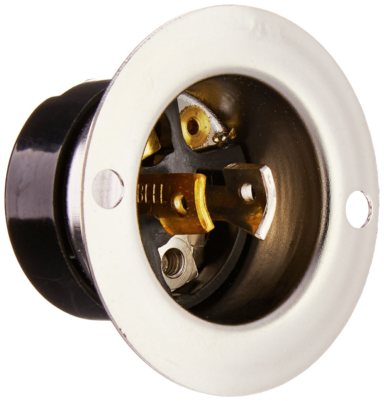 Hubbell HBL7467 Locking Flanged Inlet, Midget, 15 amp, 125V, Ml-1P