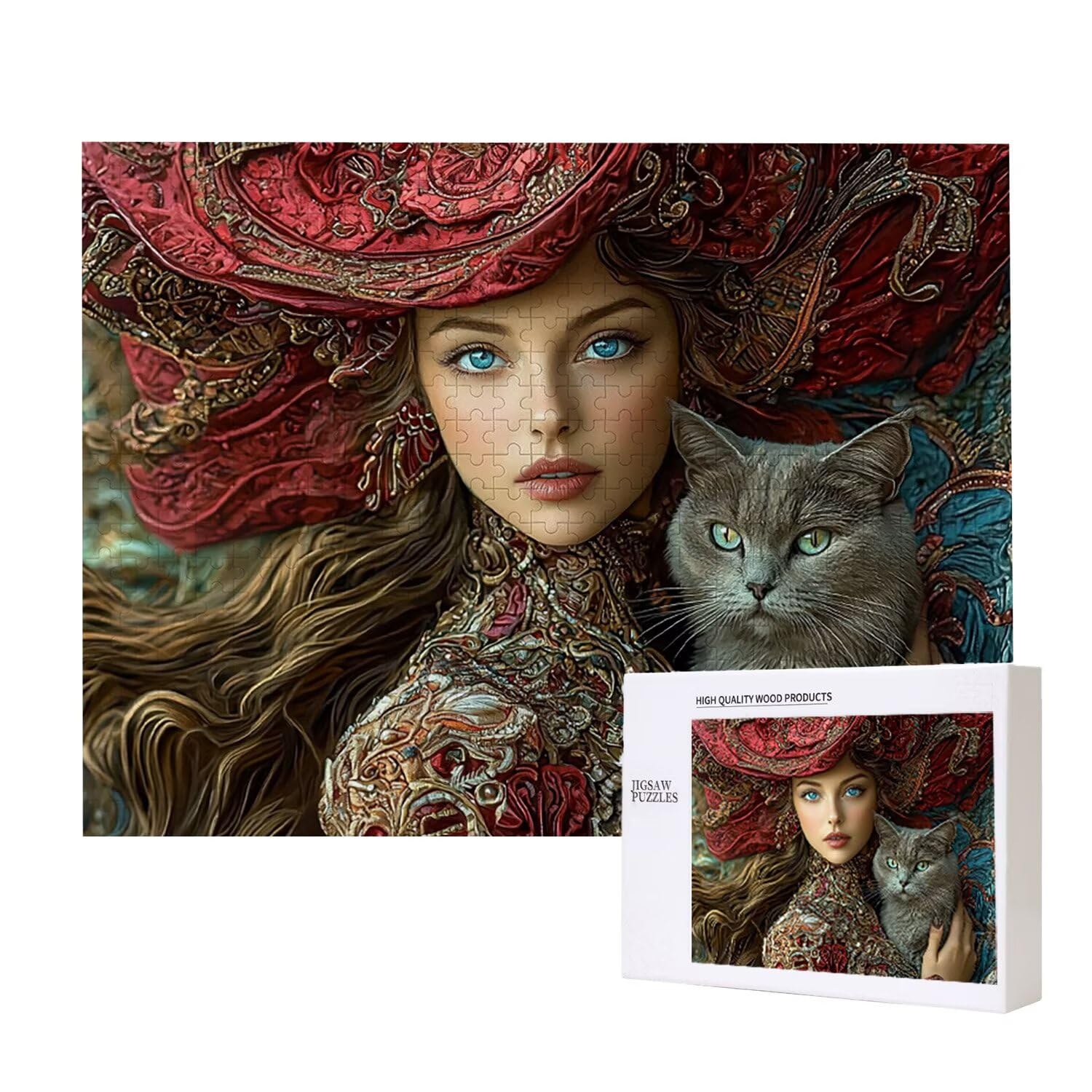 Puzzle para Adultos 3000 Piezas, Belleza Gato Puzzle, Difícil, Desafiante, Rompecabezas Encajan Perfectamente, Letras en la Parte Posterior, sin Polvo, Regalo para Personas Mayores 122x80cm s-514