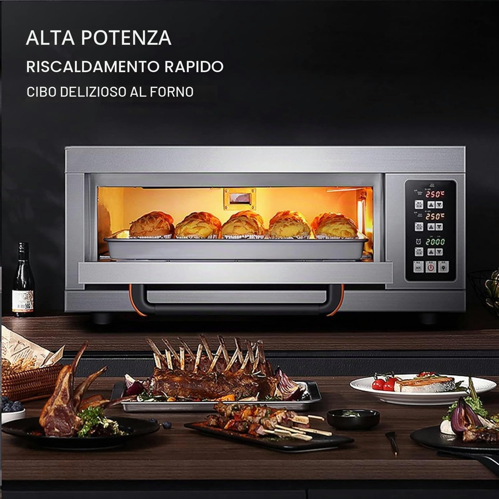 Controsoffitto Forno per Pizza Commerciale, Piano Singolo, Forno Elettrico per Pizza in Acciaio Inossidabile 220v 3200w, Pizzaiolo Multiuso per Interni per Ristorante Casa Pretzel al Forno