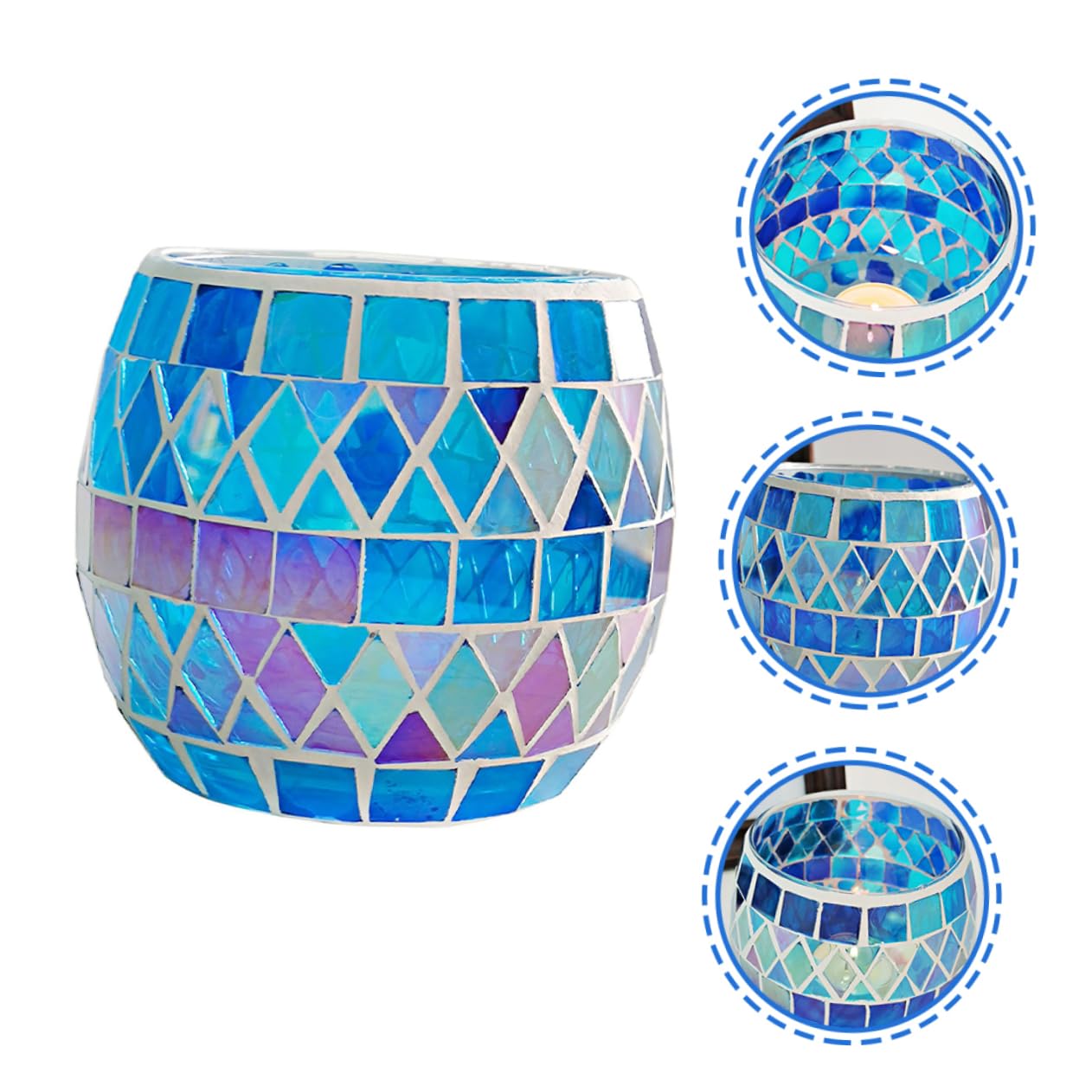 Amosfun Portacandele Design Unico e Raffinato in Mosaico Uso Prolungato Garantito Decorativo per Candele LED e Tradizionali per Ricevimento e Matrimonio