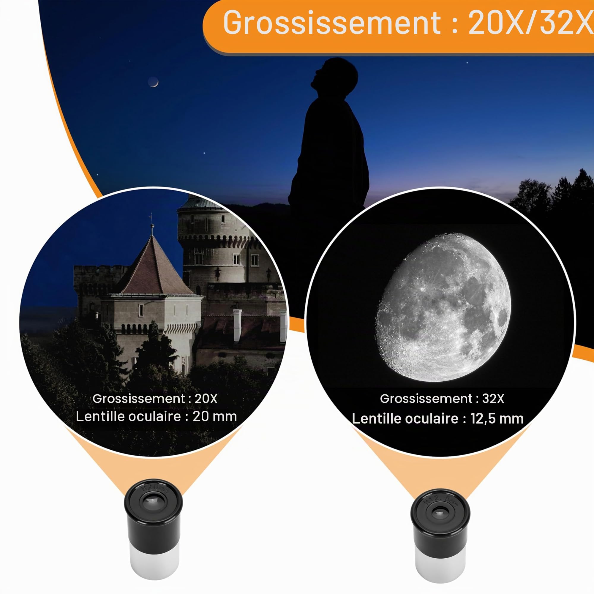 Aomekie Télescope Astronomique Enfant 32X, Trépied de Table Inclus, Cadeau d’Anniversaire & Noël, Idéal pour Cultiver l’Intérêt Astronomique des Débutants