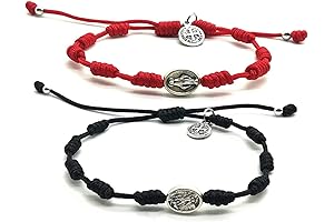 Adjustable Cord Knotted Catholic Saint Medal Rosary Bracelet