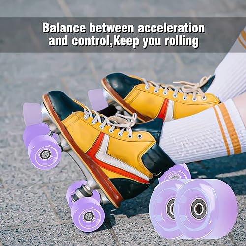 Miniatura 4 de Nezylaf Paquete de 8 ruedas de 32 x 58, 82 A con rodamiento instalado y 2 topes de punta para patinaje de doble fila, accesorios de repuesto