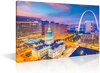 St.Louis Missouri Arch Wall Decorations for Living Room Modern Night Downtown Cityscape Wall Art 1 Piece Courthouse Pictures for Bedroom Home Decoration Posters and Prints Ready to Hang (16''Wx 24''H)
