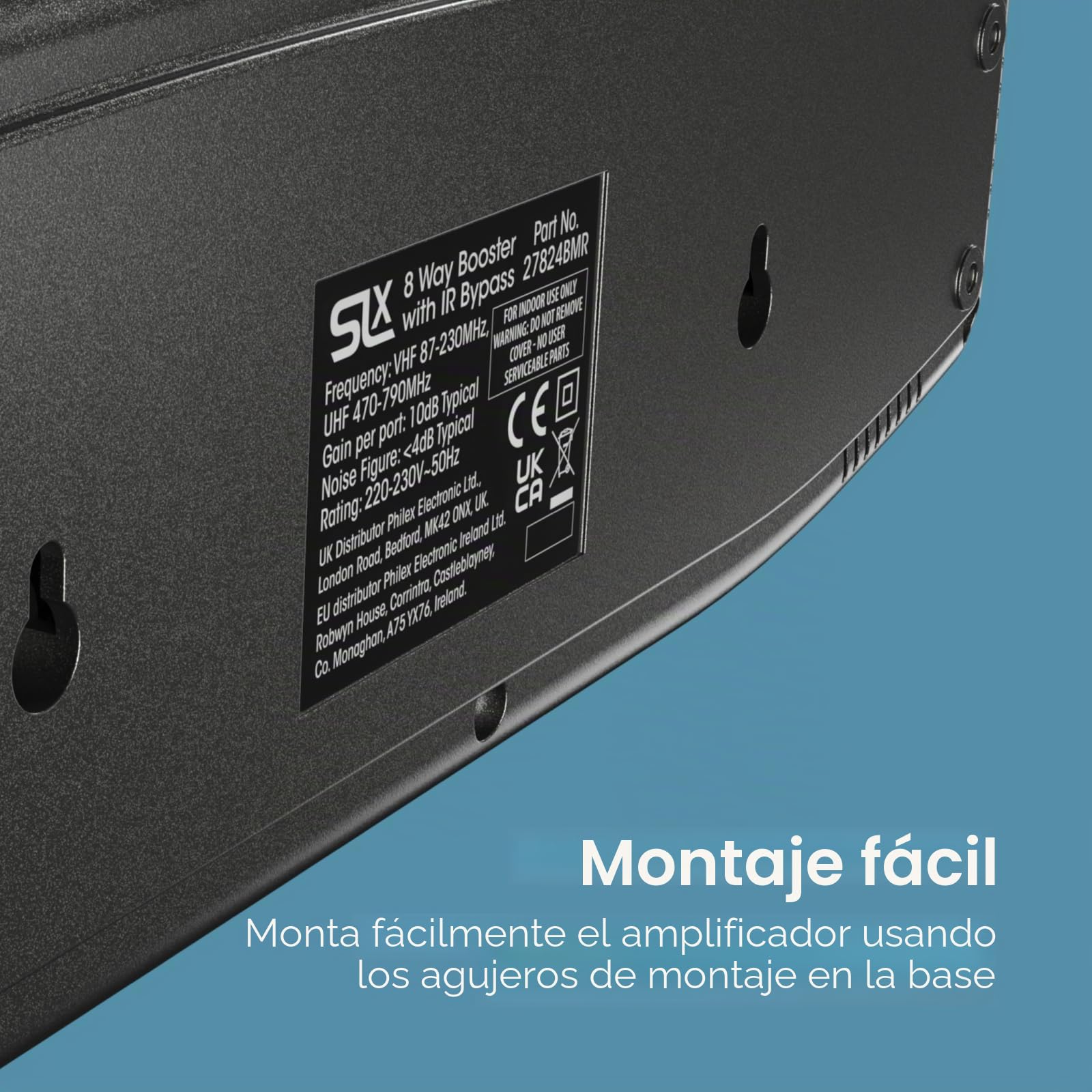 Amplificador de señal, SLx Salida TV 6 27824BMR: distribuye tu señal de TV HD, FM/DAB a hasta 8 ubicaciones diferentes para HD y Freeview, gris, paquete de 1