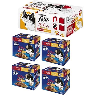 【Amazon.co.jp限定】フィリックスパウチ ダブルのおいしさ お肉バラエティ(チキン&ビーフ、ビーフ&ターキー) 50gx48袋入り(12袋x4箱)