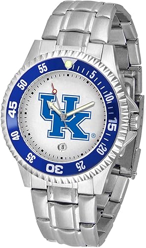 Vista 58 de SunTime Reloj de cuarzo de 1.575 in para hombre, correa de acero inoxidable de 0.787 in, esfera Gameday