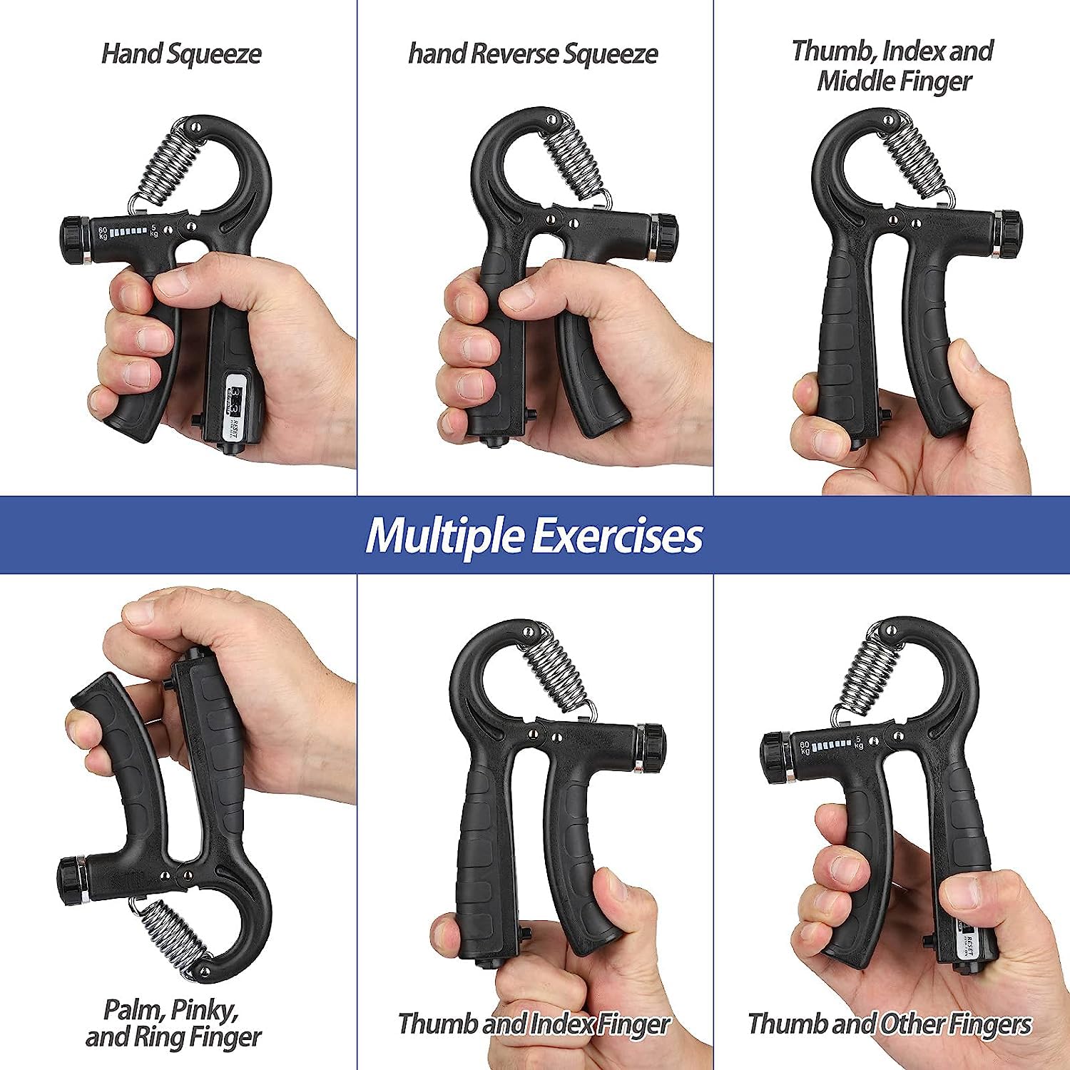 AMIFIT Hand Grip Strengthener 5 to 60 Kg Forearm Exerciser, Black 1