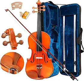 Violino 4/4 Todo Em Madeira Cavalete Acústico + Arco E Breu