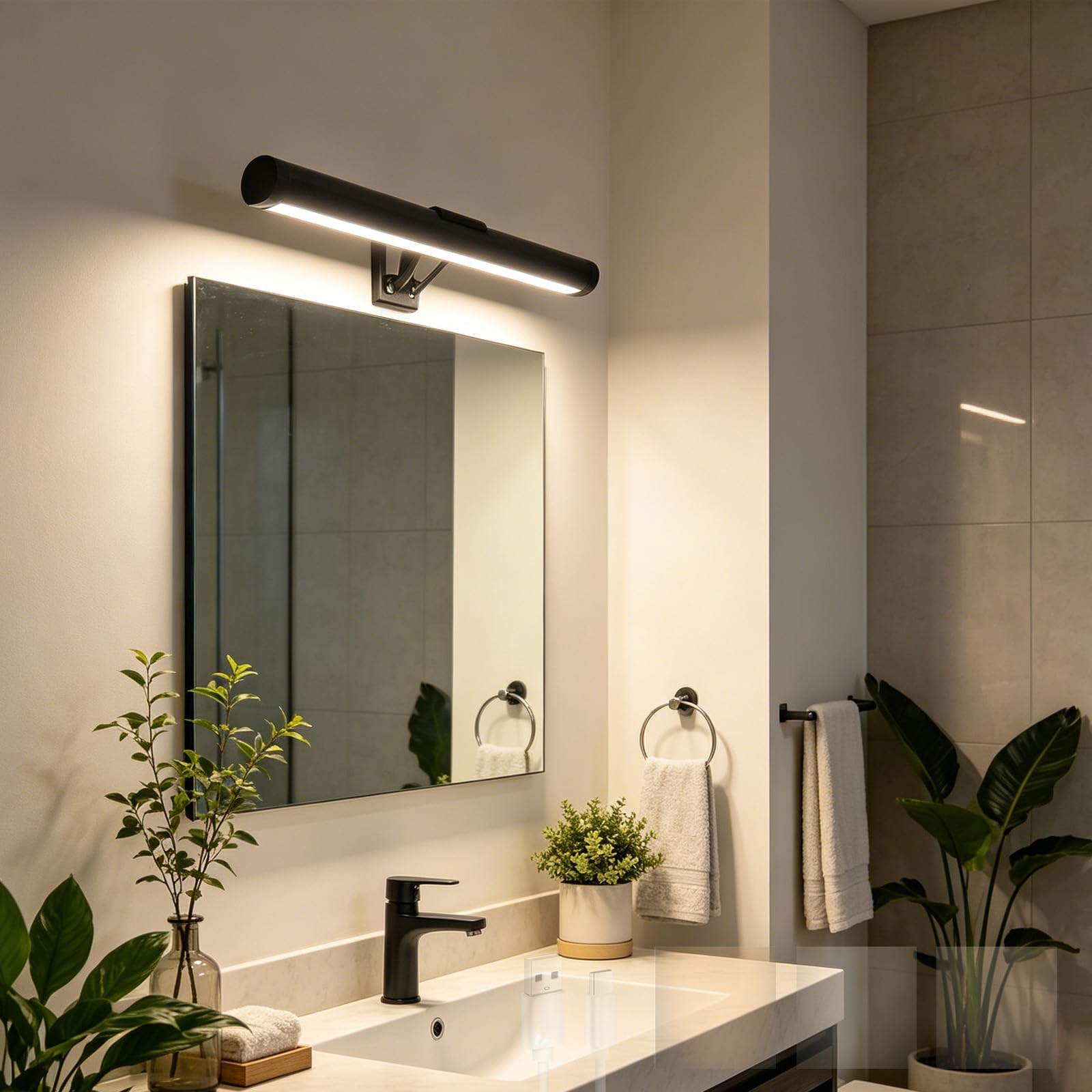 Aplique de pared LED táctil y regulable negro con batería USB para dormitorio 8