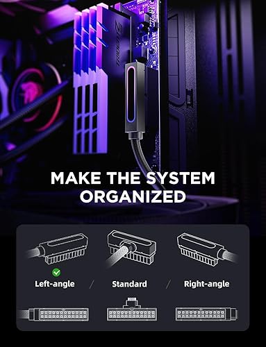 Miniatura 2 de AsiaHorse Hydrus-24PIN - Cable de extensión de fuente de alimentación para PC ARGB LED, cable de extensión de alimentación de placa base, diseño