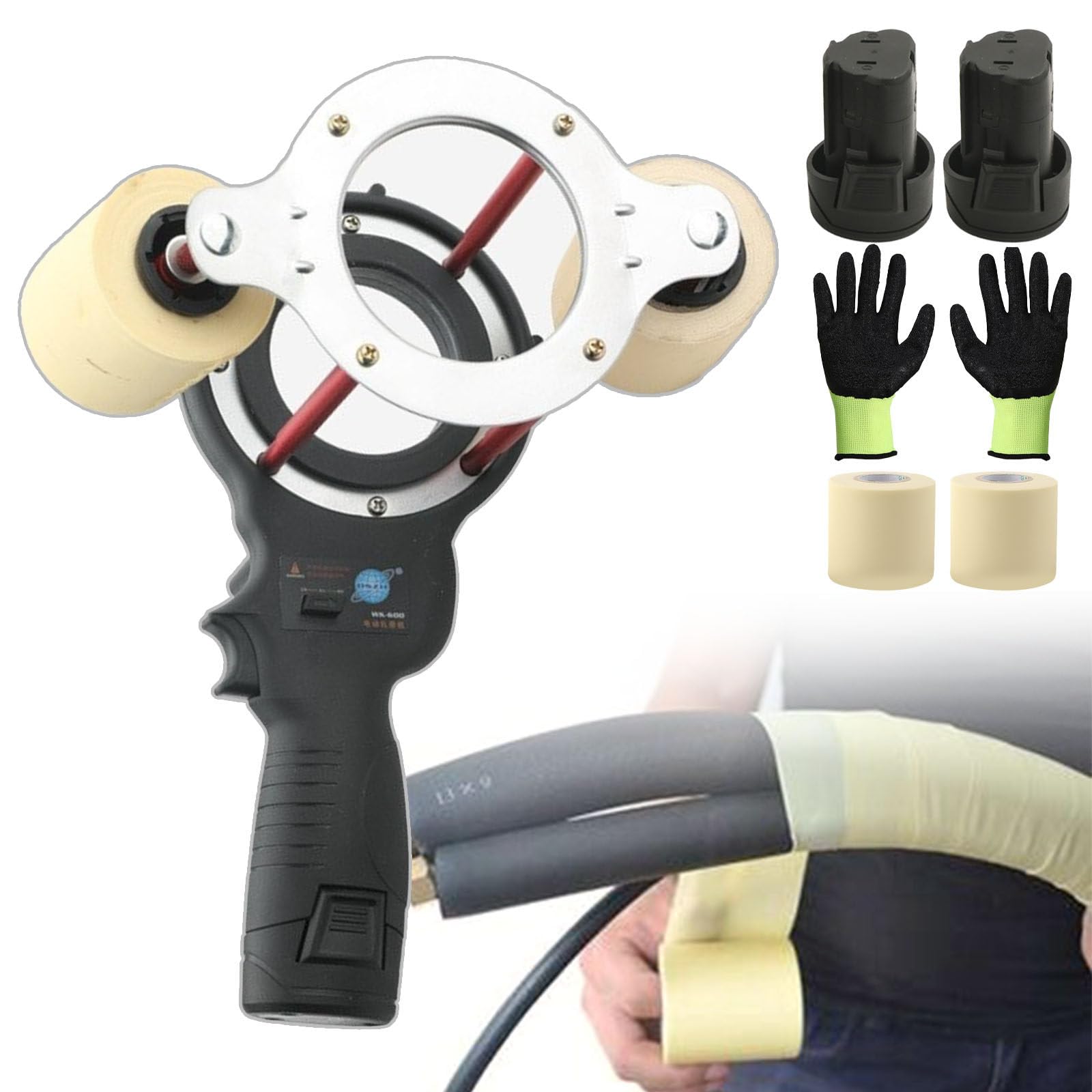 GYKOZY Electric Tape Wrapping Machine, Automatic Winder for Air Conditioning Pipes, Adjustable Tie Distance 5-10cm, Rotation Speed 70-380 R/min, Efficient and User-Friendly