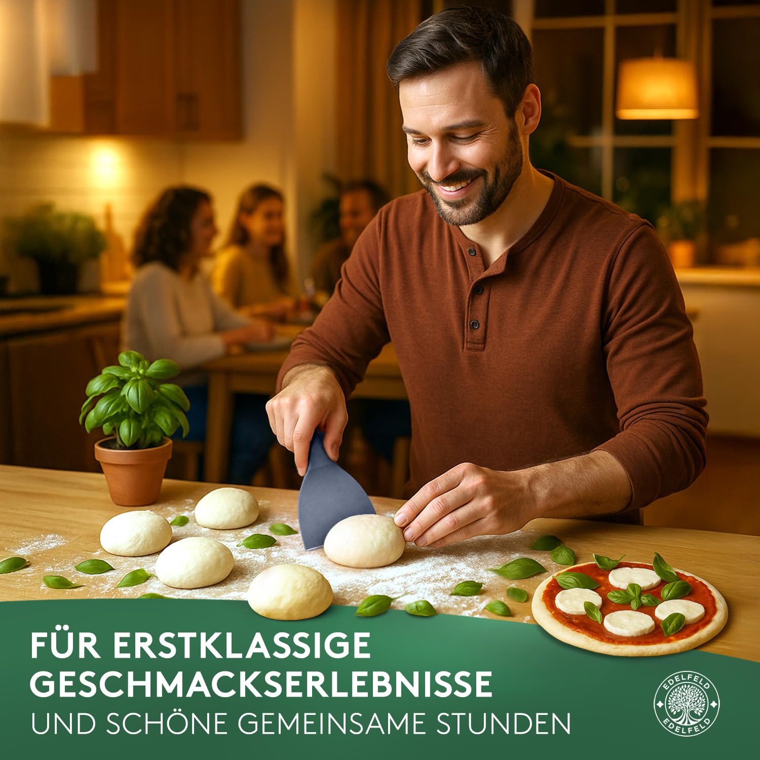 Decopatent® Pizzaschep - Vierkante Pizzaschep Met Lang Houten Handvat  80cm  - Pizzaspatel Hout Rvs Metaal Vierkant