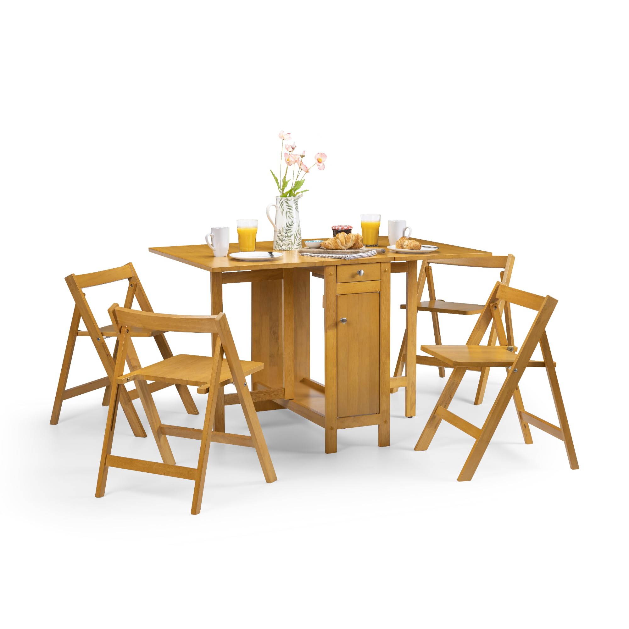 Julian Bowen Oak Savoy Compact Dining Set, Light Colour