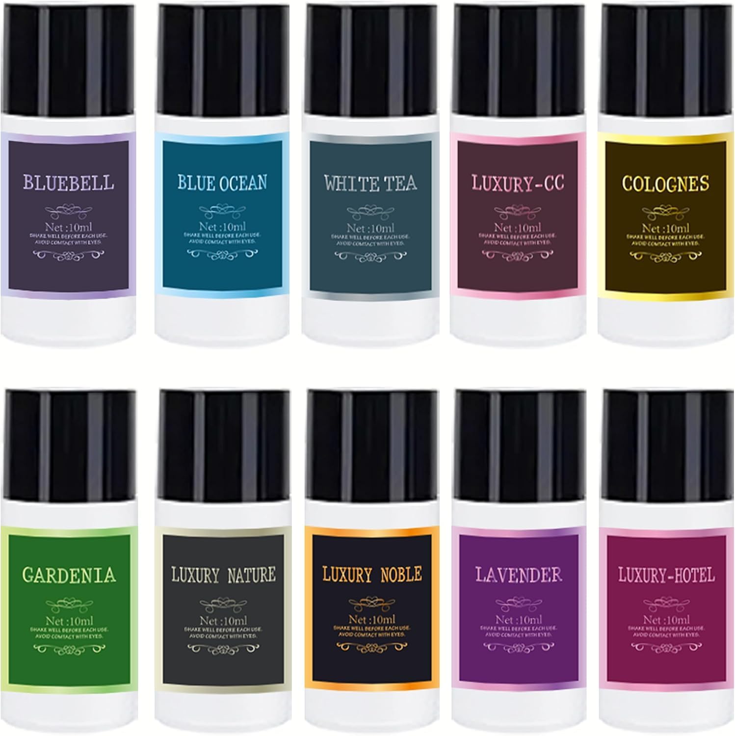Désodorisant intelligent pour voiture, évents de voiture, aromathérapie de voiture, rechargeable, avec huile d'aromathérapie de Cologne, 10 parfums mixtes (sans diffuseur d'aromathérapie)