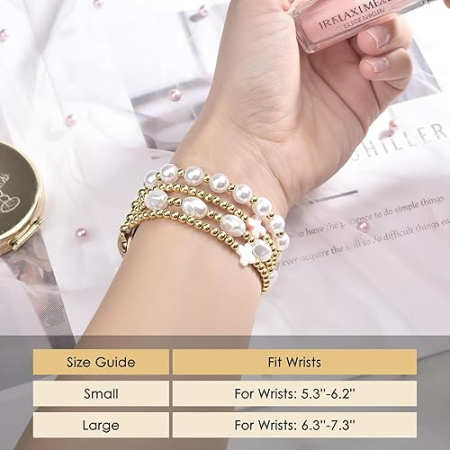 Miniatura 4 de Airspo Brazaletes de cuentas doradas, para Apple Watch Band de 1.49, 1.57, 1.61, 1.65, 1.73 y 1.77 pulgadas, correa elástica para iWatch Series 11,