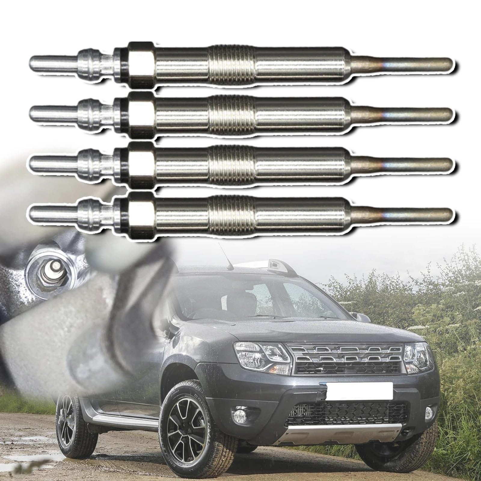 Candelette Incandescenti Compatibile Con Dacia Per Duster HS 1.5DCi 2010 2011 2012 2013 2014 2015 2016 2017 110654876R 110655687R 8200682592 Candelette Riscaldatore Diesel