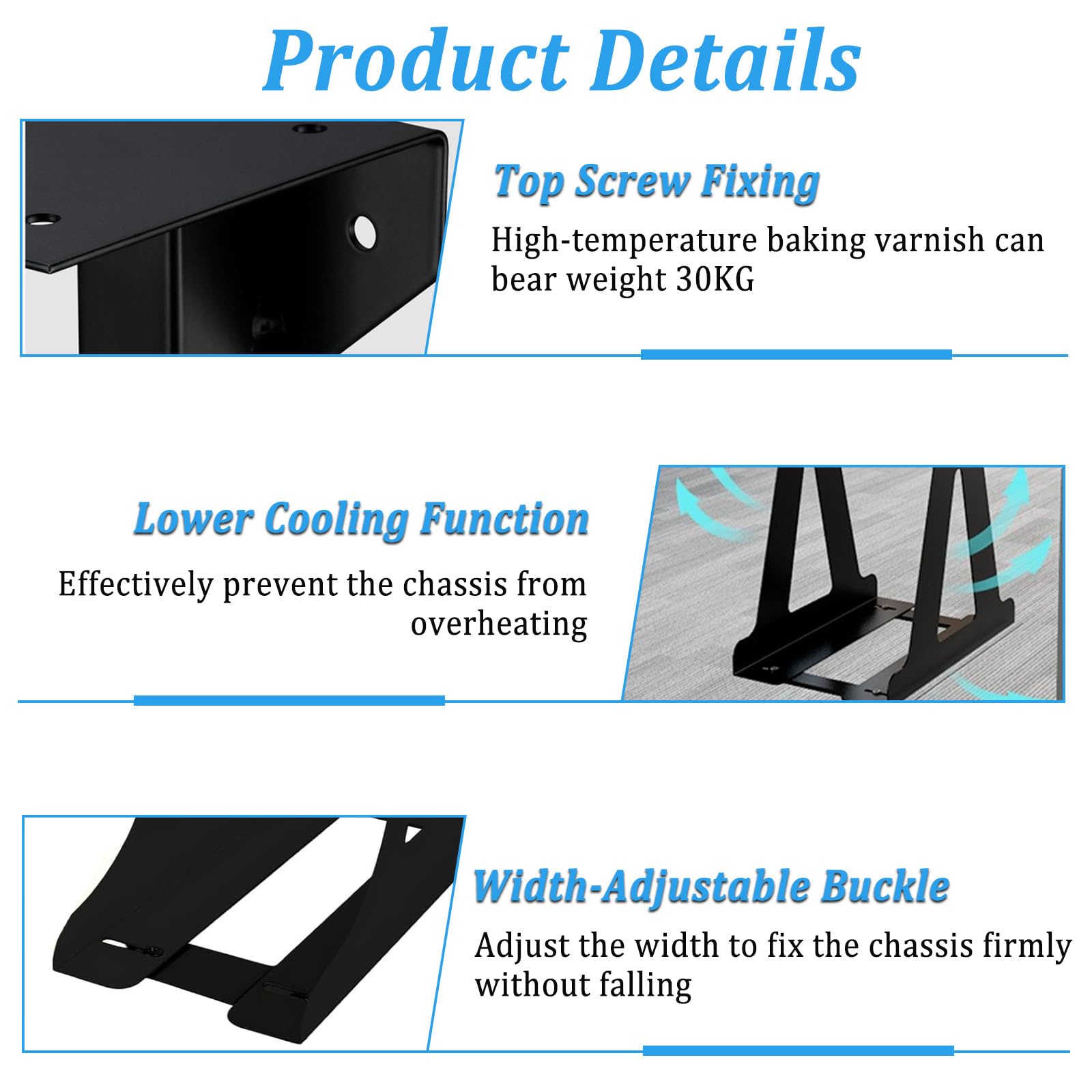 Support PC sous Bureau, Support de Suspension Réglable pour Ordinateur sous Bureau, Jusqu'à 35 kg, Gain De Place, pour la Plupart des Hôtes, Noir