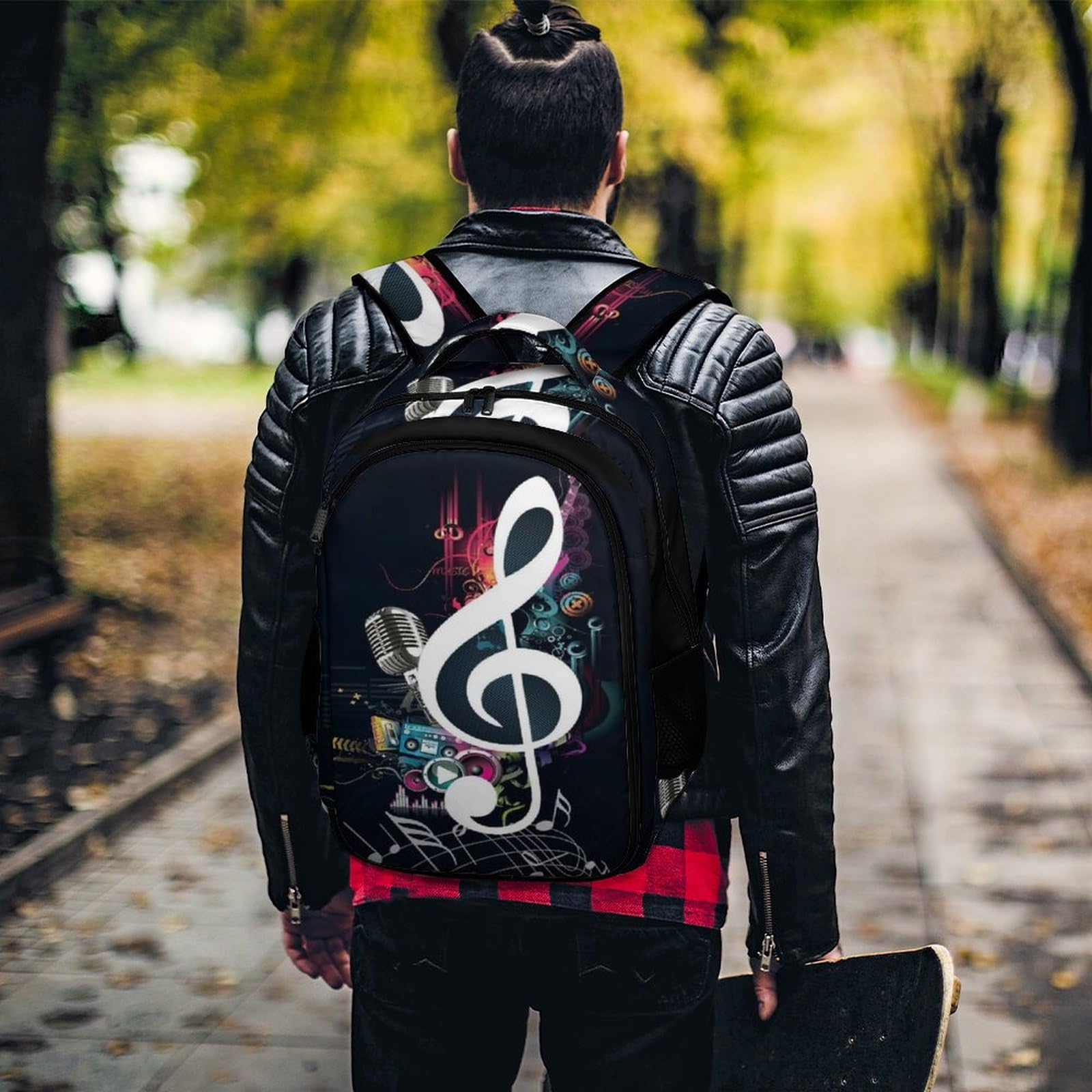 Tagesrucksack, Notenmusik-Rucksack, Rucksack mit Taschen für Wandern, Camping, Reisen, Musiknoten, One size