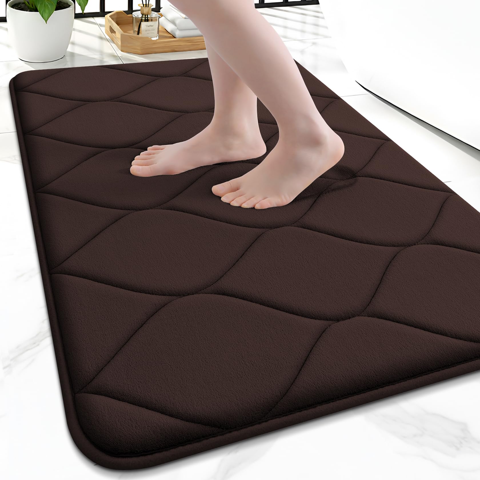 Smiry Memory Foam Bath Mat 24x16, Ultra Soft Absorbent Bathroom Rugs