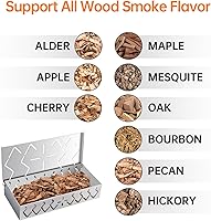 Vista 7 de Caja ahumadora para parrilla de gas, paquete de 2 cajas de astillas de madera de acero inoxidable con tapas con bisagras, caja de humo