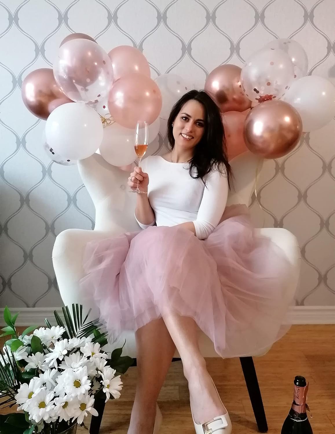 Bridesmay Women's Tulle Skirt Knee Length 6-Layered Wedding Party Homecoming Prom Dress - Image 2