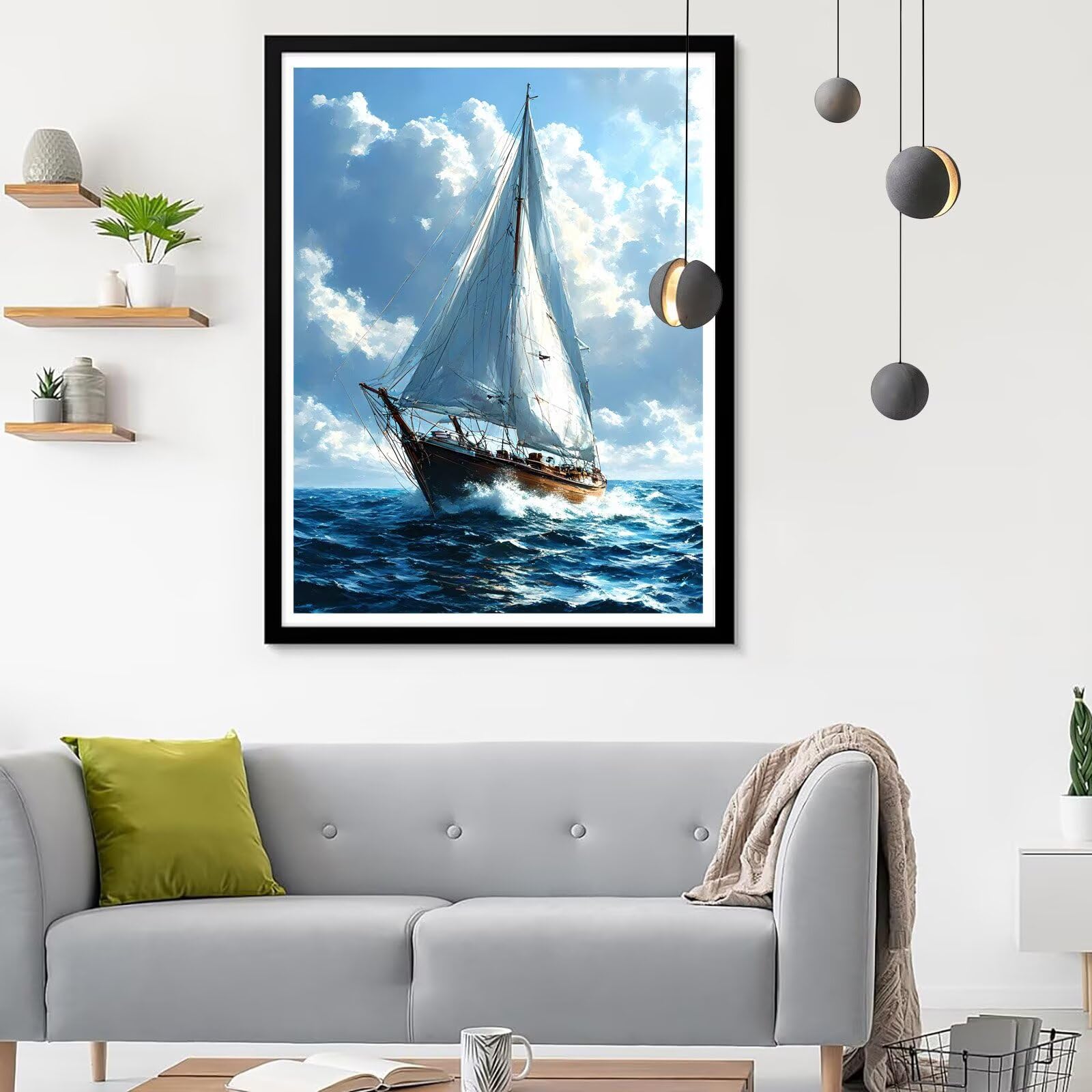 5D DIY diamentowe malowanie pełny zestaw do łodzi, malowanie diamentami morze malowanie diamentami, DIY diamenty kryształowe sztuka dla dzieci haft krzyżykowy akcesoria do dekoracji domu prezent 80 x