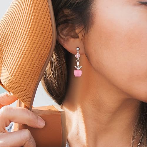 Miniatura 6 de COGCHARGER 10 dijes de piedra preciosa de manzana, cristal de cuarzo curativo, colgantes de piedra natural, hebilla de plata rosa para joyería,