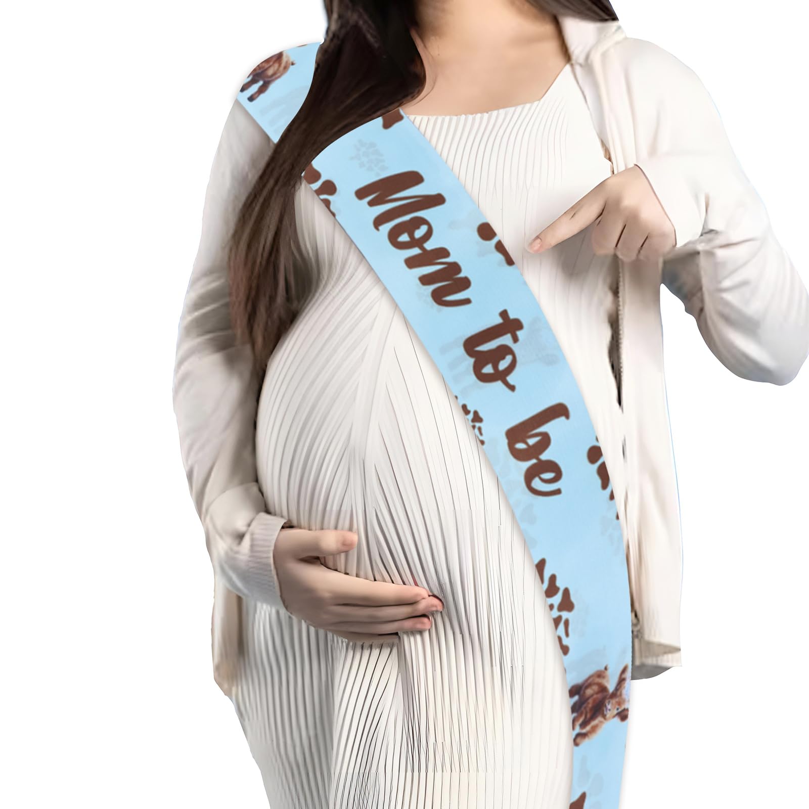 JOYMEMO Blue Highland Cow "Mom To Be" Sash – Satin Baby Shower Sash For Gender Reveal Parties - View #10