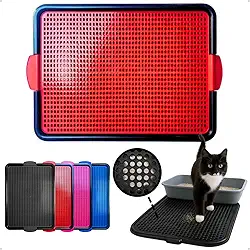 Tapete Higiênico Plástico Coletor De Areia 50x40cm Caixa de Areia Sanitário Para Gatos Anti Sujeira - Vermelho