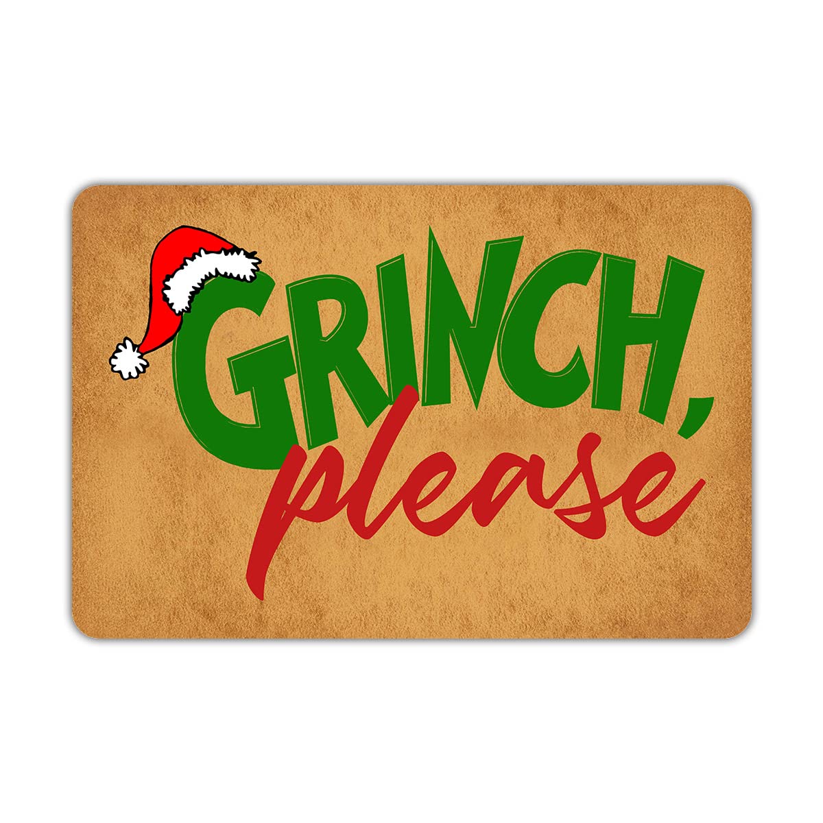 Funny Doormat Christmas Grinch Please Non-Slip Outdoor/Indoor Rubber Door Mats for Front Door/Garden/Kitchen/Bedroom 23.6" x 15.7"