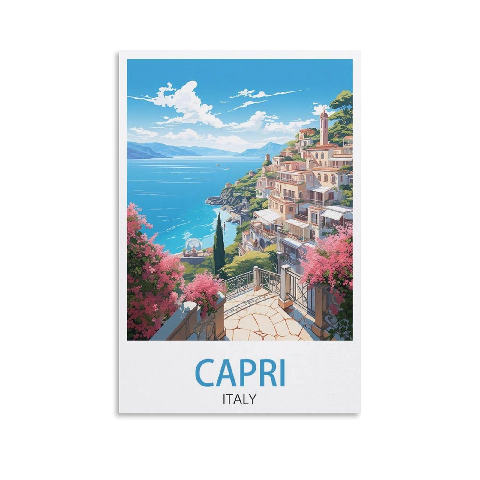 KLYCHF Capri Italy Vintage Travel Posters Landscape 08x12inch(20x30cm) Wall Art Picture Print Canvas Art Poster Modern Family Bedroom Decor Posters
